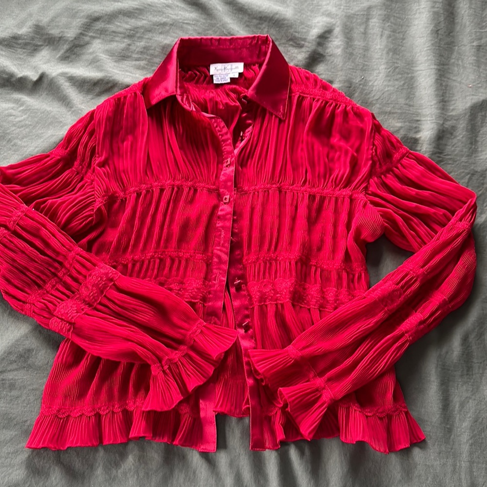 red lacey blouse
